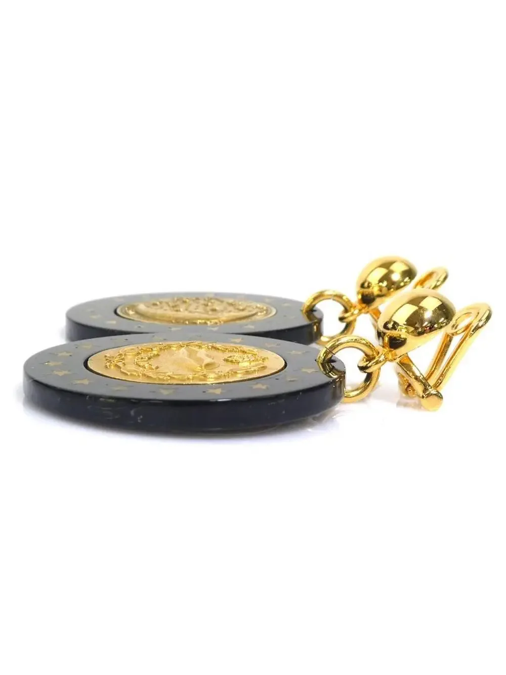 Auth Prada Earrings Black/Gold #280445P25B